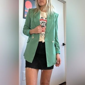Sea Green Angelita Pocketed Blazer